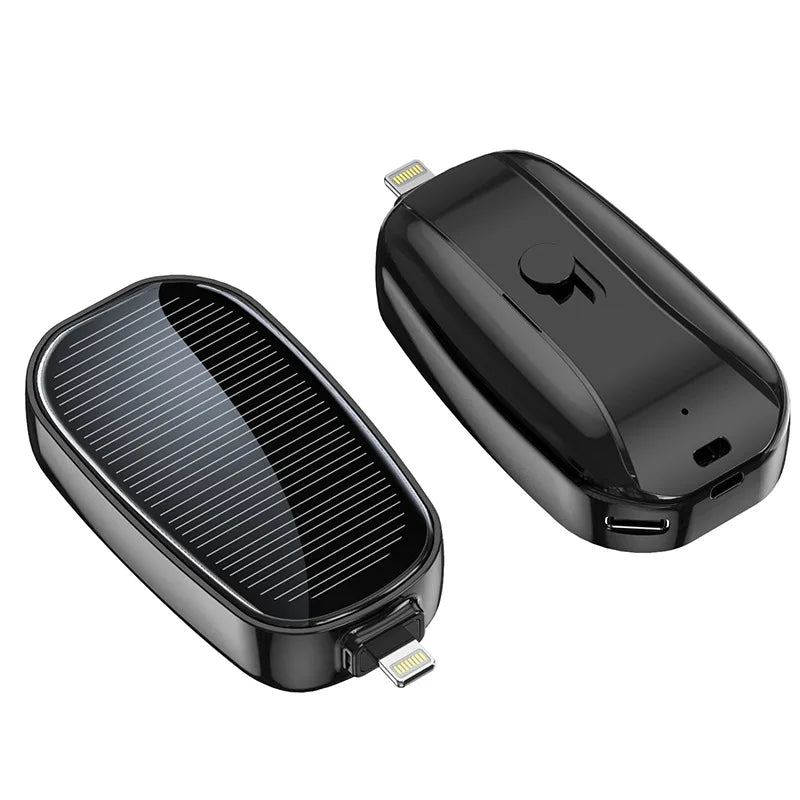 ソーラー充電対応 小型モバイルバッテリー 1200mAh キーリングタイプ・アウトドア