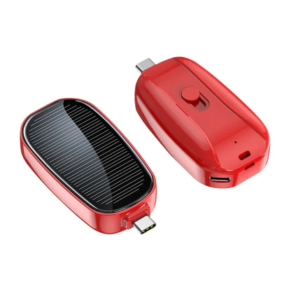 ソーラー充電対応 小型モバイルバッテリー 1200mAh キーリングタイプ・アウトドア