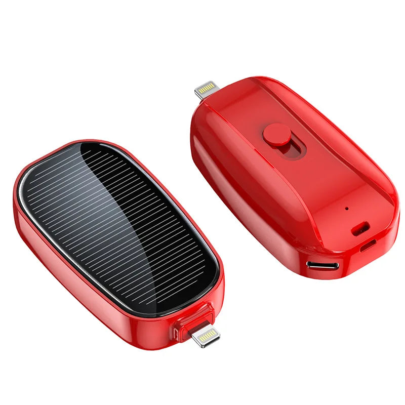 ソーラー充電対応 小型モバイルバッテリー 1200mAh キーリングタイプ・アウトドア